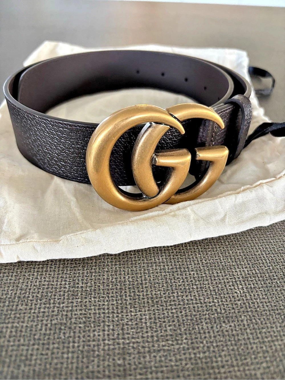 Gucci GG Marmont Wide Leather Belt Black & Gold
